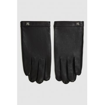 Manusi uni de piele - Negru