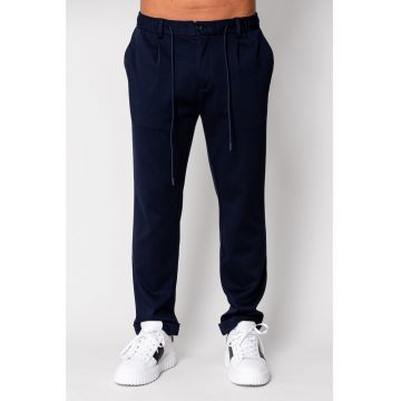 Pantalon lung cu nasture Navy 19671 - Negru