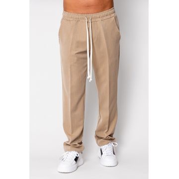 Pantalon lung cu snur alb Beige 19597 - Bej