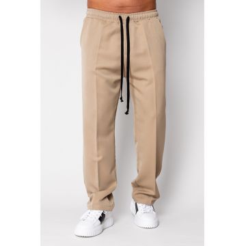 Pantalon lung cu snur negru Beige 19587 - Bej