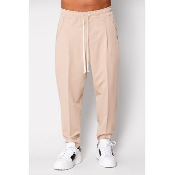 Pantalon lung larg cu snur Beige 19577 - Bej