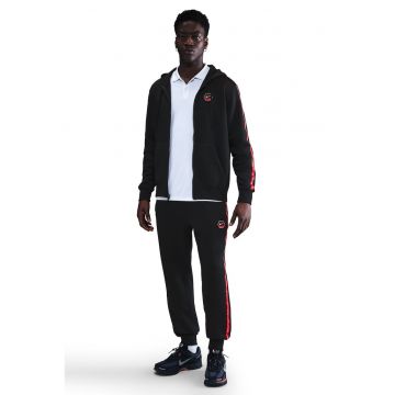 Pantaloni de trening conici cu talie medie - Rosu/Negru