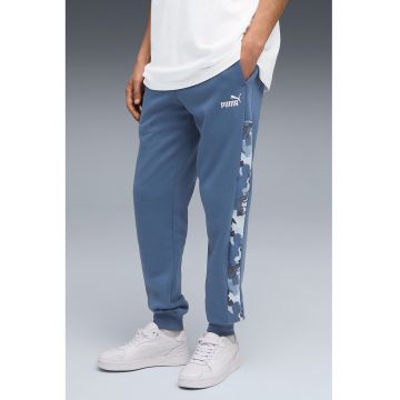 Pantaloni de trening din amestec de bumbac cu buzunare laterale - Albastru prafuit/Gri antracit