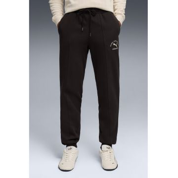 Pantaloni de trening din amestec de bumbac cu buzunare laterale - Negru