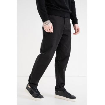Pantaloni drepti cu gaici pentru curea - Negru