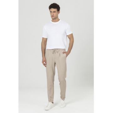 Pantaloni uni cu snur - Bej