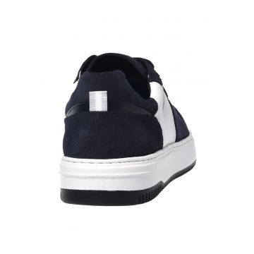 Pantofi sport low-cut cu model colorblock - Alb/Bleumarin