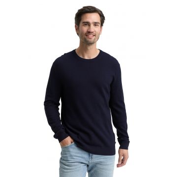 Pulover din amestec de bumbac si casmir - Bleumarin