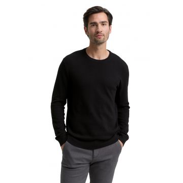 Pulover din amestec de bumbac si casmir - Negru