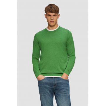 Pulover tricotat fin din bumbac - Verde