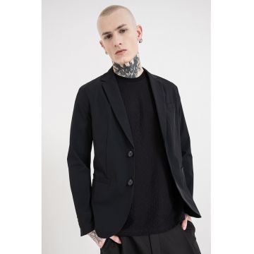 Sacou cu buzunare cu refilet - Negru