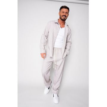 Set camasa cu nasturi si pantalon lung Light Beige 19606 - Bej deschis