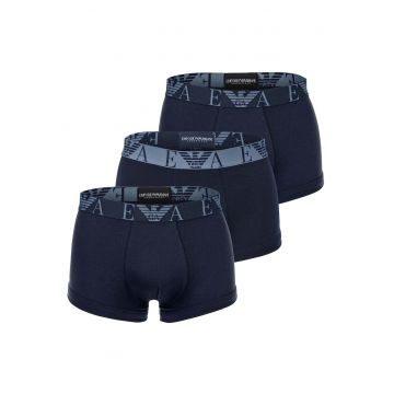 Set de boxeri din amestec de bumbac cu banda logo in talie - 3 perechi - Albastru