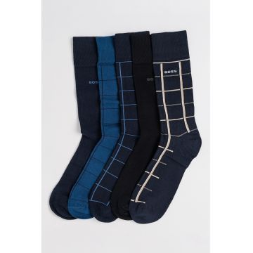 Set de sosete cu imprimeu logo - 5 perechi - Albastru ultramarin/Albastru prafuit