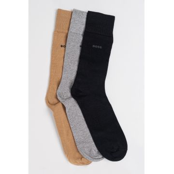 Set de sosete din amestec de bumbac - 3 perechi - Albastru ultramarin/Gri melange/Maro deschis