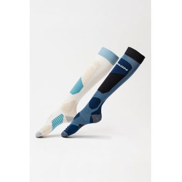 Set de sosete din amestec de lana - pentru schi - 2 perechi - Alb/Albastru