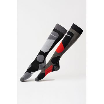 Set de sosete din amestec de lana - pentru schi - 2 perechi - Rosu/Gri/Negru
