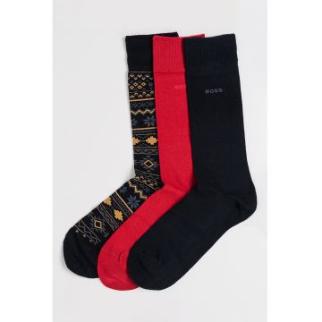 Set de sosete lungi cu logo - 3 perechi - Albastru ultramarin/Rosu vermillion/Negru