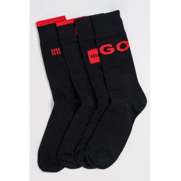 Set de sosete lungi cu logo - 4 perechi - Rosu/Negru
