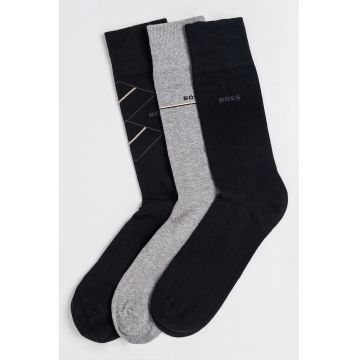 Set de sosete lungi din amestec de bumbac - 3 perechi - Gri/Negru