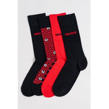 Set de sosete lungi din amestec de bumbac - 4 perechi - Rosu vermillion/Negru