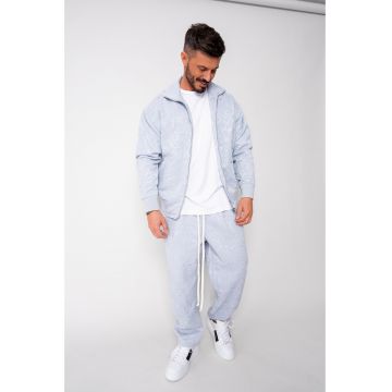 Set Hanorac cu fermoar si Pantalon lung drept Light Blue 19569 - Albastru deschis