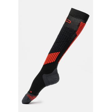 Sosete medii cu model pentru schi - Rosu/Negru/Gri antracit