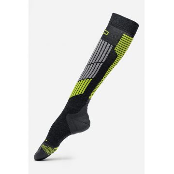 Sosete medii cu model pentru schi - Verde lime/Gri inchis