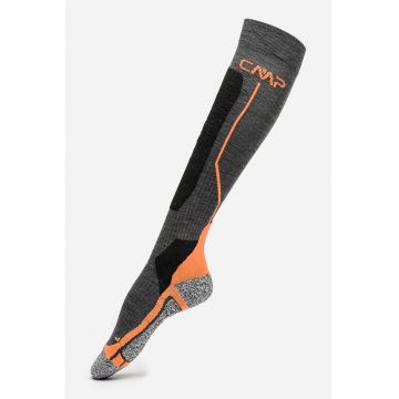 Sosete medii din amestec de lana - pentru schi - Portocaliu/Gri antracit