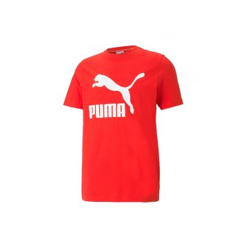 Tricou cu decolteu la baza gatului si logo Classics - Alb/Rosu vermillion