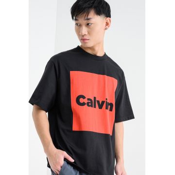 Tricou cu imprimeu pe partea din fata si spate - Negru/Caramiziu