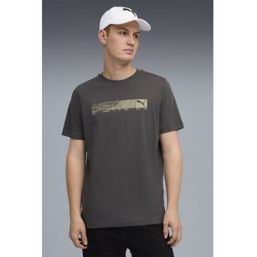 Tricou cu logo si decolteu la baza gatului - Galben/Negru stins