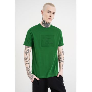 Tricou de bumbac cu decolteu la baza gatului - Verde