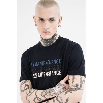 Tricou de bumbac cu logo - Alb/Albastru ultramarin