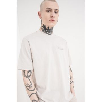 Tricou de bumbac cu logo pe spate - Gri deschis