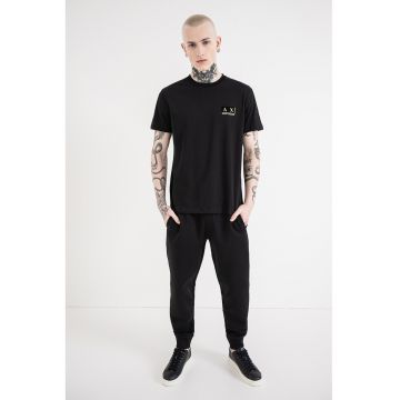 Tricou din bumbac cu logo - Auriu/Negru