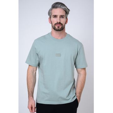 Tricou lejer din bumbac Delastee - Verde pal