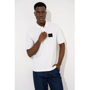 Tricou polo cu aplicatie logo - Alb/Negru