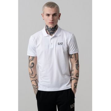 Tricou polo cu logo pe piept - Negru/Alb optic