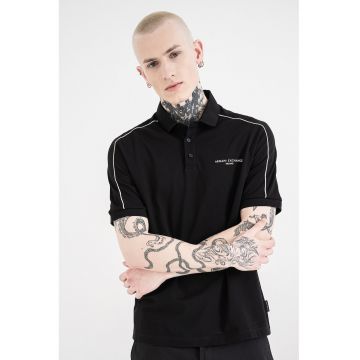 Tricou polo de bumbac cu logo discret - Alb/Negru