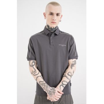 Tricou polo de bumbac cu logo discret - Gri carbune