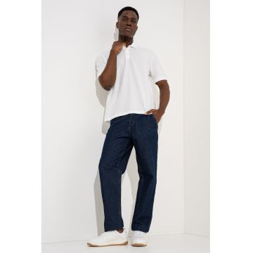 Tricou polo de bumbac cu model - Alb