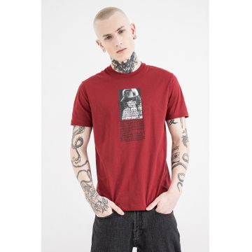 Tricou regular fit cu imprimeu foto - Gri/Rosu inchis