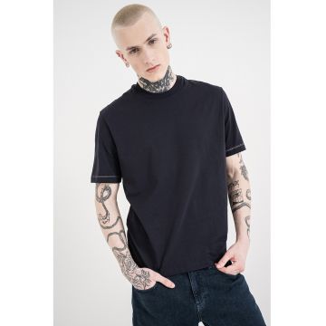 Tricou regular fit de bumbac - Alb/Bleumarin