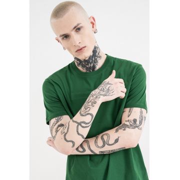 Tricou regular fit de bumbac cu logo pe piept - Verde