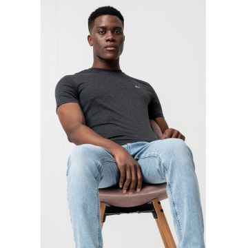 Tricou slim fit - Gri inchis melange