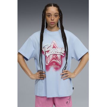 Tricou supradimensionat unisex Shooting Stars - Rosu/Alb/Albastru deschis