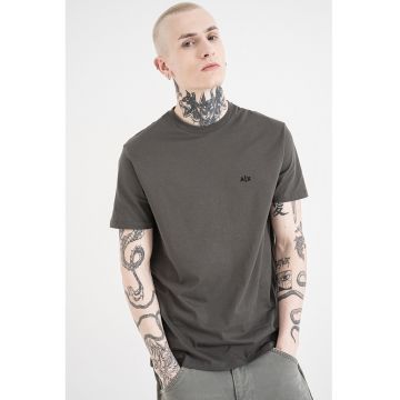 Tricou uni de bumbac cu logo discret - Kaki inchis