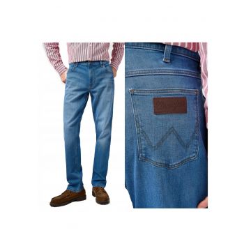 Blugi Barbati -  Greensboro - Straight Fit - Talie Joasa - Fermoar - Lungi - 5 Buzunare - Bumbac - Albastru - Albastru