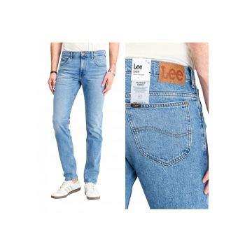 Blugi Barbati -  Rider - Slim Fit - Talie Medie - Fermoar - Lungi - 5 Buzunare - Bumbac - Albastru - Albastru